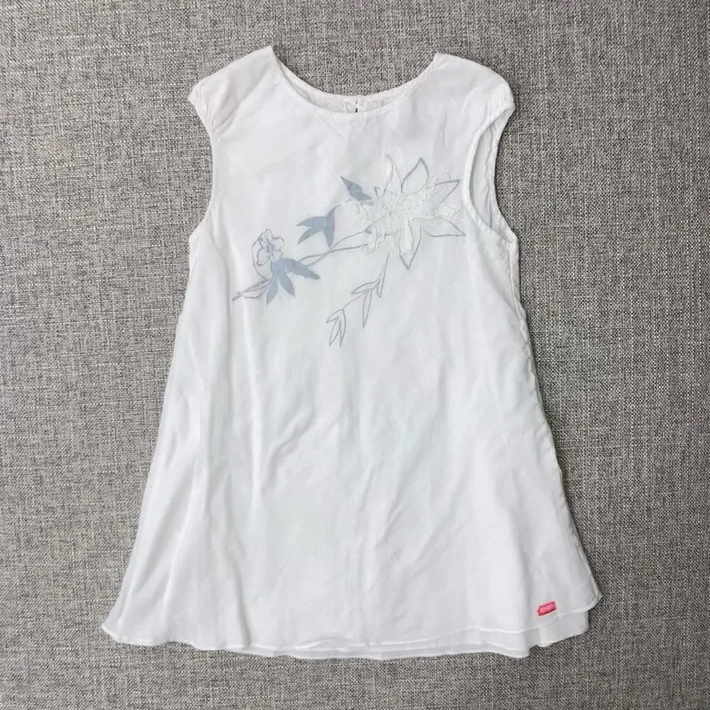 Kenzo Junior size 3 VGUC to be safe White Sleeveless Dress with Floral Design